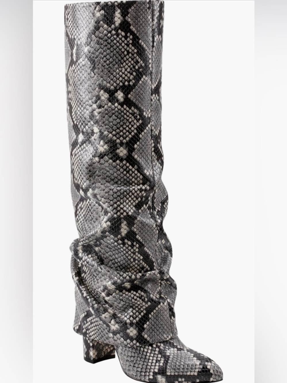 Marc Fisher Snake-Print Reptile Sleeve in Black and Gray